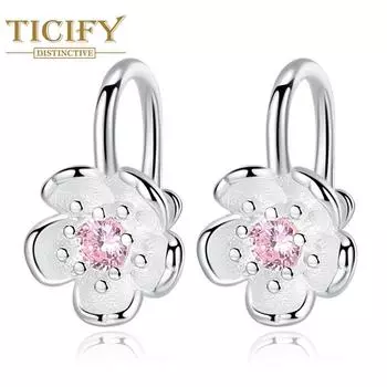 Темпераментные модные сельские милые цветочные уши романтические маленькие свежие серьги розовый