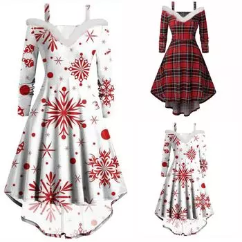 Темпераментные облегающие женские осенние и зимние модные рождественские платья с длинными рукавами и нерегулярной посадкой L красный