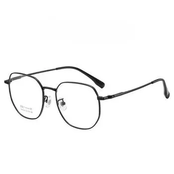 Темпераментные полностью титановые оптические очки для женщин, косметические очки в ретро-рамке с большой оправой, модные очки для близорукости из чистого титана, которые можно носить с очками