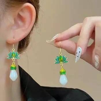 Темпераментные роскошные антикварные длинные серьги с каплями воды в виде лотоса, серьги-джокеры, женские ювелирные изделия, подарки