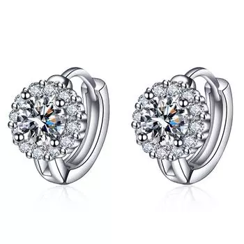 Темпераментные роскошные серьги-гвоздики с инкрустацией цирконом, позолоченные 18-каратным золотом универсальные серьги с четырьмя когтями и цветком циркона