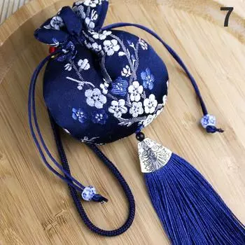 Темпераментные Саше, модные ретро парчовые аксессуары Hanfu, автомобильные подвесные украшения, портативные китайские винтажные сумки для хранения ювелирных изделий темно-синий