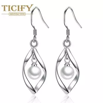Темпераментные серьги, простые и модные, чтобы перевернуть жемчужный кулон для ушей, личность белый