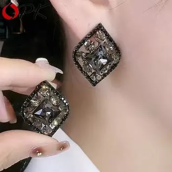 Темпераментные серьги с черными бриллиантами и кристаллами, новые модные нишевые дизайнерские серьги чёрный