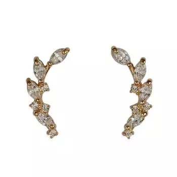 Темпераментные серьги Супер сверкающие бриллиантовые изогнутые ветки и листья Почувствуйте темпераментные серьги для женщин Новый тренд