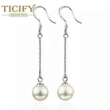 Темпераментные женские длинные серьги с имитацией жемчуга, универсальный крючок для ушей принцессы белый