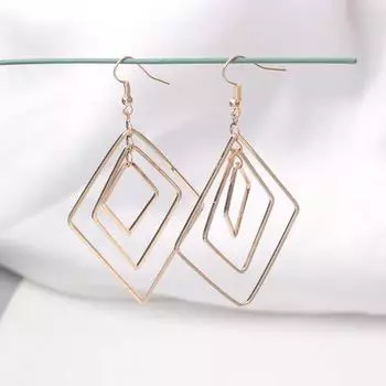 Темпераментные женские серьги-капли, простые трехслойные квадратные Pendientes, полые геометрические металлические серьги, индивидуальные серьги, украшения для ушей золотой