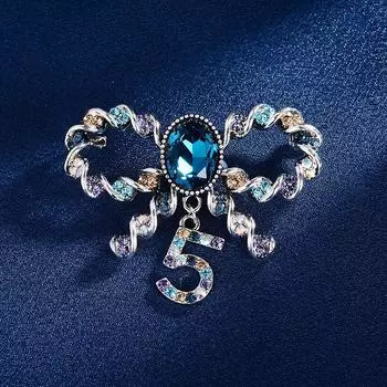 Темпераментный бант 5-символическая брошь Индивидуальная хрустальная брошь Ниша Премиум Дизайн Булавка Костюм Аксессуары