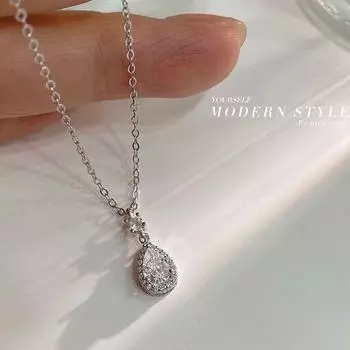 Темпераментный кулон с каплями воды, изящное ожерелье для женщин, новый легкий роскошный дизайн маленькой цепочки на шею