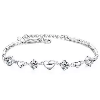 Темпераментный серебряный браслет, женский будуарный браслет с медом «Любовь», браслет для пары, нишевый дизайн, ювелирные изделия с бриллиантами в виде сердца любви