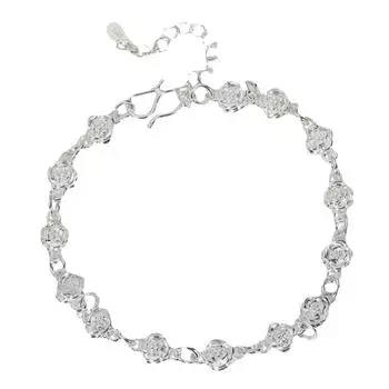 Темпераментный тренд, браслет из розового серебра, женская мода, японская и корейская версия, простой двусторонний браслет с цветком, украшение для рук