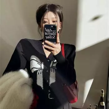 Темпераментный вязаный светский бант-топ женский осенне-зимний кардиган в стиле вестерн one size белый