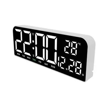 Температура Электронные настенные часы Многофункциональные дисплейные настольные часы для спальни White-White