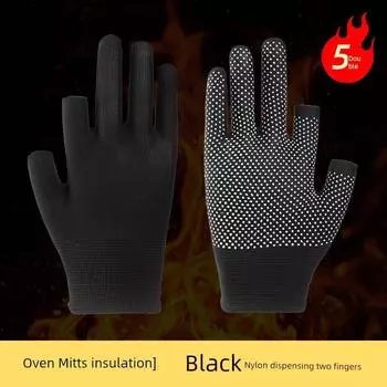 Temperature-Resistant Fried Skewers Rice Noodles Flexible Light Gloves Black [dispensing two fingers] 5 pairs One size