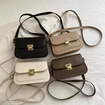Temperature Retro Lock Buckle Summer Style Trendy Simple Casual Fashionable One-shoulder Crossbody Ladies Small Square Bag