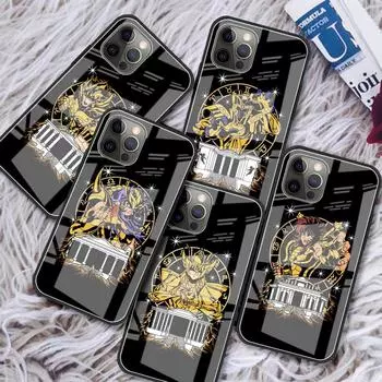 Tempered Glass Case Apple iPhone 13 12 Mini 11 Pro Max XR XS SE 2020 7 8 Plus 6 6S X Phone Cover Back Shell Cool Saint Seiya Sac iPhone 6S Plus