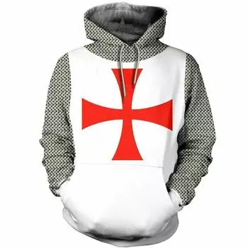 Templar Knights Unisex Cosplay 3d Print Pullover Casual Sweater Sweatshirt Top White Gray,L