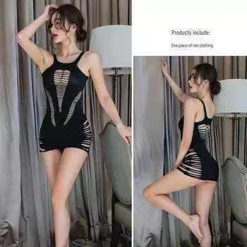 Соблазнительный черный сетчатый комбинезон с подвязками: Сексуальная прозрачная юбка для полных женщин One Size
