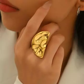 TEMU loves new women s jewelry geometric pleated design versatile open ring light luxury ring