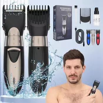 TEMU Водонепроницаемая электрическая машинка для стрижки волос с масляной головкой для домашнего использования null синий