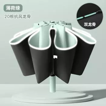 Ten bones double dragon bone automatic vinyl Morandi folding men s and women s umbrellas, sunny and rainy dual-purpose three-fold rain 23 inches.