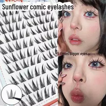 Ten Pairs of Voluminous Sunflower False Eyelashes: Barbie-Style, Natural-Looking, Thick Simulation Lashes