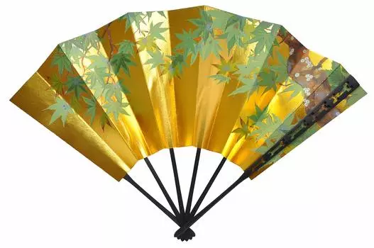 Tendai carving decorative blue with fan stand fan, maple,