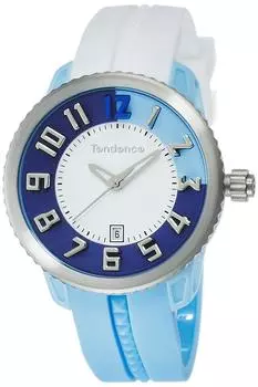 [Tendence] Watch CRAZY Medium Blue Dial Stainless Steel Mineral Glass Quartz 42MM Watch TY930110 Women s White [Item]