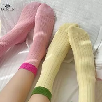 Тенденции женские носки-крючницы весенние и осенние спортивные носки для женщин свободные носки конфетного цвета до середины голени one size фиолетовый