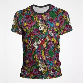 Тенденция Хип-хоп Покерные Фишки 3D Печатная Футболка Для Мужчин Панк Мода Уличная Футболка Повседневная Вечеринка Отдых Мужская Дизайнерская Одежда L