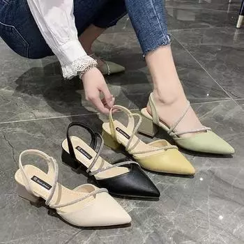 Тенденция к обуви 2024 года, роскошные сандалии для женщин, босоножки на каблуках, дизайнерские элегантные, удобные, массивные, летние, новые, популярные 38 зелёный