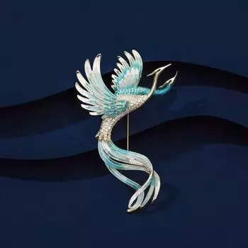 Тенденция китайский стиль темперамент эмаль брошь феникс женский костюм с аксессуарами универсальная булавка для корсажа озеро синий