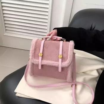 Тенденция моды на замшу 2024 года: Ретро-рюкзак для поездок на работу на осень/зиму 21*10*19 чёрный