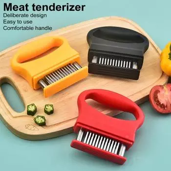 Тендерайзер для мяса с 48 сверхострыми игольчатыми лезвиями из нержавеющей стали, нержавеющий кухонный инструмент для размягчения говядины, свинины, индейки, рыбы жёлтый
