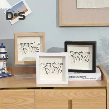 Теневая коробка для билетов с прорезями в деревянной рамке. Архивная коробка для путешествий и приключений. Квадратная печать на билете. Коробка для хранения фотографий с буквами. Украшение рабочего стола. A чёрный