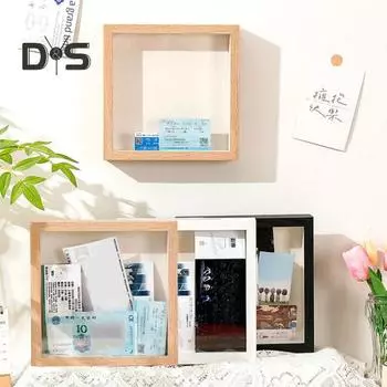 Теневая коробка для билетов с прорезями в деревянной рамке. Архивная коробка для путешествий и приключений. Квадратная печать на билете. Коробка для хранения фотографий с буквами. Украшение рабочего стола. цвет старого дерева