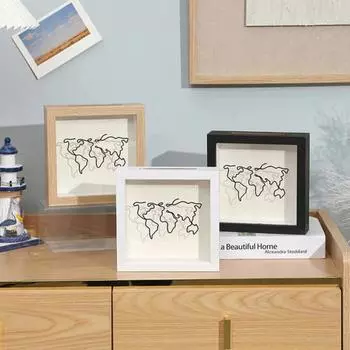 Теневая коробка для билетов с прорезями в деревянной рамке. Архивная коробка для путешествий и приключений. Квадратная печать на билете. Коробка для хранения фотографий с буквами. Украшение рабочего стола. A чёрный