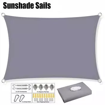 Теневой парус, прямоугольный квадратный тент, ткань Оксфорд 300D, водонепроницаемый, устойчивый к ультрафиолетовому излучению теневой парус, защита от солнца на открытом воздухе, дождевик, тент для сада, патио 200cm x 200cm серый