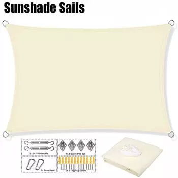 Теневой парус, треугольный теневой парус, водонепроницаемый тент из полиэстера для садового патио, тент для плавания, навес для походного паруса для кемпинга 200cm x 200cm бежевый
