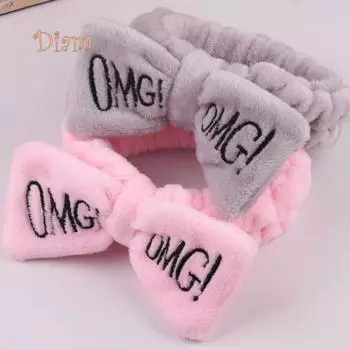 Tenfyer милые женские буквы с бантом, плюшевая повязка на голову, мытье лица, резинка для волос, эластичный головной убор One Size розовый