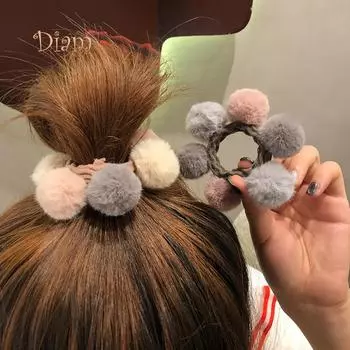 Tenfyer модный мягкий плюшевый помпон для женщин и девочек, галстук для волос, веревка, держатель для хвоста, головные уборы 2#