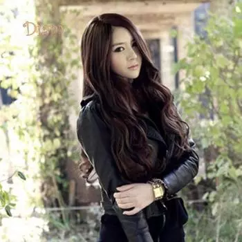 Tenfyer модный женский косплей длинные вьющиеся волнистые синтетические волосы полный парик костюм вечеринка чёрный