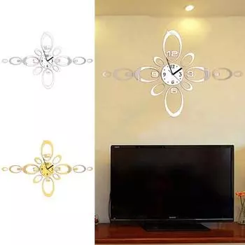 Tenfyer современные большие DIY овальные зеркальные поверхности настенные художественные часы наклейка домашний декор подарок