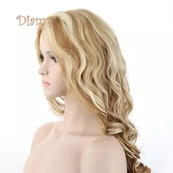 Tenfyer Женская мода Длинный Микс Блондинка Волнистый Парик Сексуальные Кудрявые Натуральные Волосы Косплей Парики