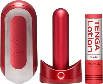 TENGA FLIP RED WARMER HOLE LOTION SET Flip Zero Red Warmer Hole Lotion Set 0(НУЛЬ) & + & +