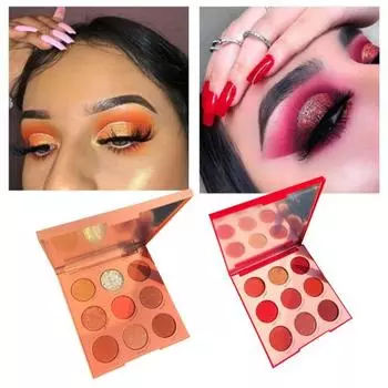 Тени для век Flash Водостойкая стойкая нелетучая пудра с мелкой текстурой 9-цветная красочная сияющая палитра теней для век Аксессуар для макияжа C