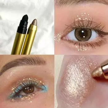 Тени для век Карандаш для макияжа глаз Лежащая ручка шелкопряда Двусторонняя ручка-хайлайтер Тени для век Карандаш для женщин Мерцающий матовый макияж
