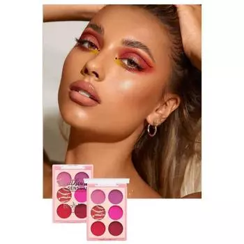 Тени для век Не размазываемый макияж Невыцветающий стильный 6-цветный Ослепительный блеск Тени для век Beauty Supply фиолетовый