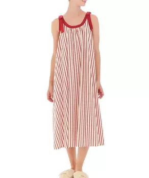 Tenjiku Striped M [Narue] Ночная рубашка, платье, женская, красная, красный