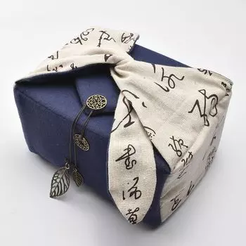 Tenko Chagyo Тканевая упаковка 4 каллиграфические китайские чайные тележки (1 банка, чашки, эмблема) посуда, хранение, чайник, (длина 20см)